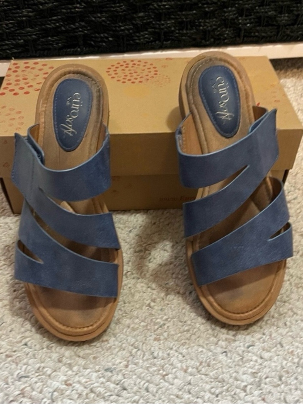 Journee Collection Blue Triple-Strap Slide Mules - Women's
